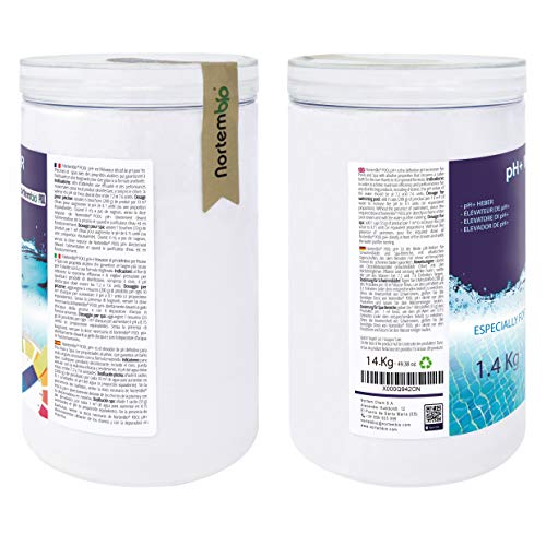 Nortembio Pool pH+ Plus 1,4 Kg, Elevador Natural pH+ para Piscina y SPA. Mejora la Calidad del Agua, Regulador pH, Beneficioso para la Salud.