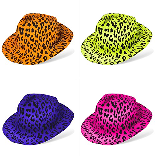 Novelty Place [Estrellas de la Fiesta Sombreros Plásticos de Neón para Fiesta Estampado Animal Color para Niños, Adolescentes y Adultos (Paquete de 12)