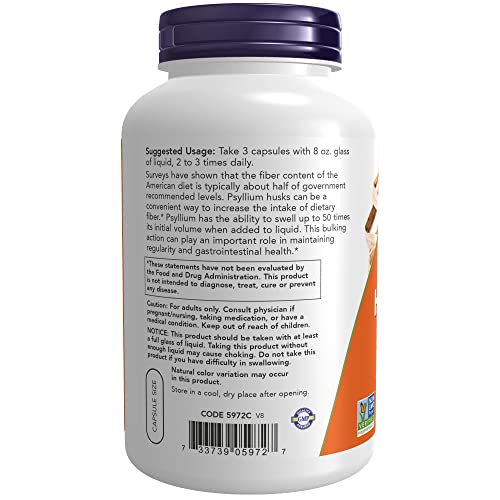 Now Foods Psyllium Husk 500X 500Mg Capsules