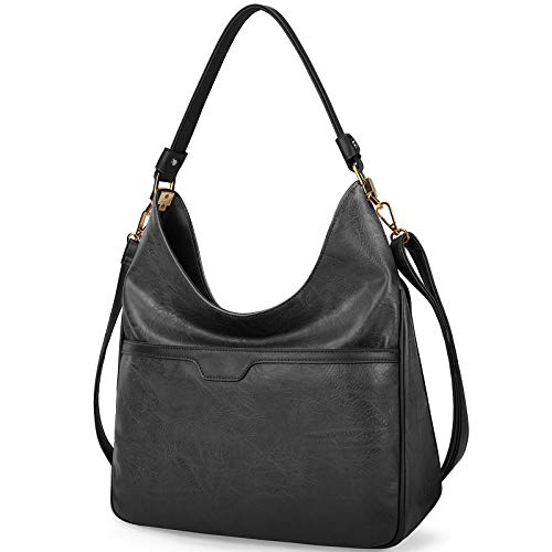 NUBILY Bolsos Mujer Hobo Grandes Bolsos de Hombro Shopper PU Piel Impermeable Bolso Shopper Tote Casual Negro