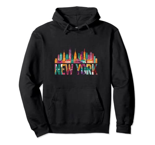Nueva York Skyline Heartbeat Estatua de la Libertad I Love New York Sudadera con Capucha