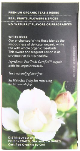 Numi Organic Tea White Rose, Full Leaf White Tea, 16-Count Tea Bags (Pack of 3)