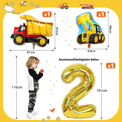 NYOBABE Excavador Decoración Cumpleaños Niño 2 año, Excavador Globos Fiesta Cumpleaños niño 2 año with Excavador Juguete Cumpleaños Excavador Globos para Infantil Niño Fiesta