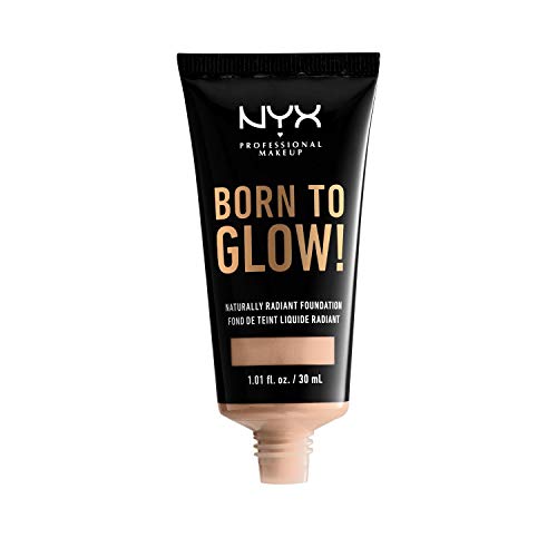 NYX PROFESSIONAL MAKEUP Base De Maquillaje Born To Glow Radiant Foundation, Acabado Radiante, Cobertura Media Modulable, Fórmula Vegana, Tono:, Light, Vanilla, 30 Mililitro