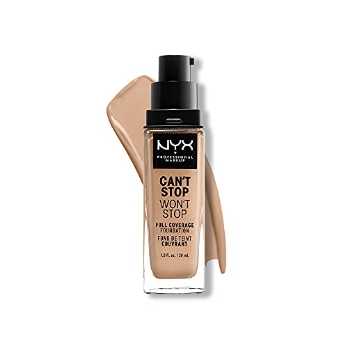 NYX Professional Makeup Base de maquillaje Can't Stop Won't Stop Full Coverage Foundation, Larga duración, Waterproof, Fórmula vegana, Acabado mate, Tono: Medium Olive