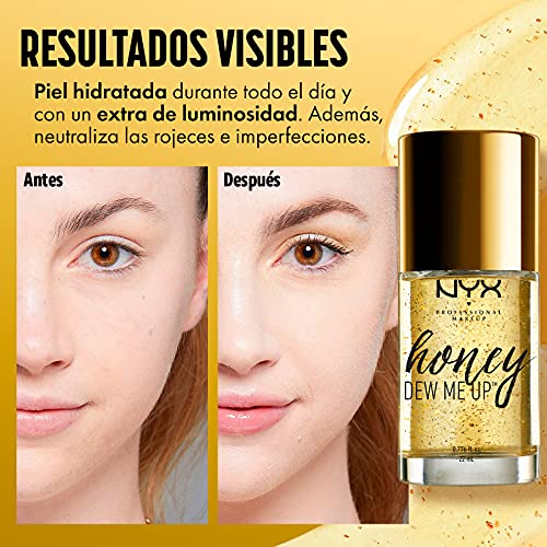 NYX PROFESSIONAL MAKEUP Sérum Reparador Honey Dew Me Up Primer, con Ácido Hialurónico Y Extracto de Melón, para Pieles con Rojeces e Imperfecciones, Translúcido, Fórmula Vegana, 22 Mililitros