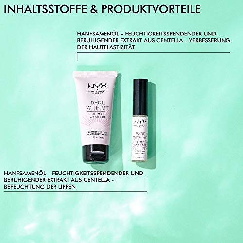 NYX Professional Makeup Set de Maquillaje Bare With Me Hemp, Primer Hidratante y Bálsamo de Labios Vegano, Enriquecidos con Aceite de Semillas de Cáñamo, Inspirado en el Cuidado de la Piel