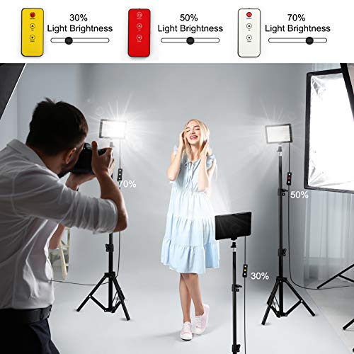 Obeamiu 3 luces LED vídeo con soporte ajustable trípode, color filtros, 5600K USB iluminación estudio para tableta/disparo ángulo bajo, YouTube