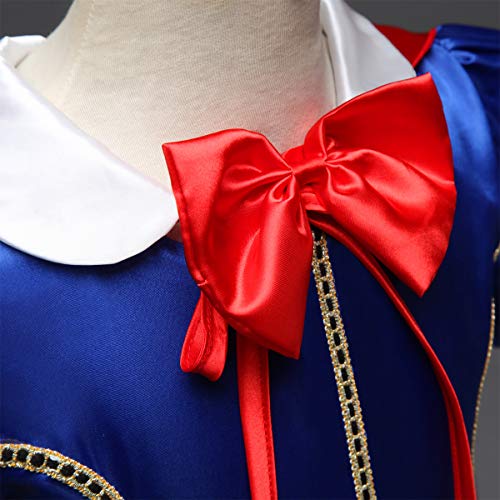 OBEEII Blancanieves Disfraz con Capa Snow White Carnaval Traje de Princesa Cuentos Infantiles para Halloween Navidad Fiesta Ceremonia Aniversario Cosplay Costume para Niñas Chicas 4-5 Años