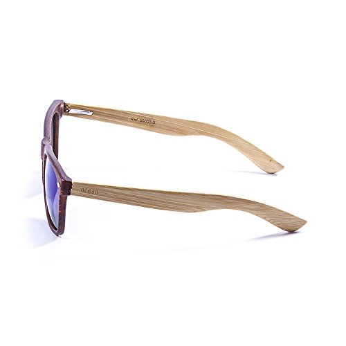 Ocean Sunglasses Beach Wood - Gafas de Sol de Bambú - Montura : Bambú - Lentes : Azul Espejo (50001.3)