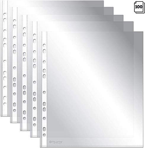 OFITURIA® Fundas Perforadas Multitaladro para Folios A4 Plástico Transparente de Polipropileno Piel de Naranja - 100 unidades