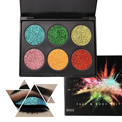 OFKPO 6 Colores Paleta de Maquillaje Profesional con Purpurina para Sombras de Ojos Brillantes,Labios y Uñas