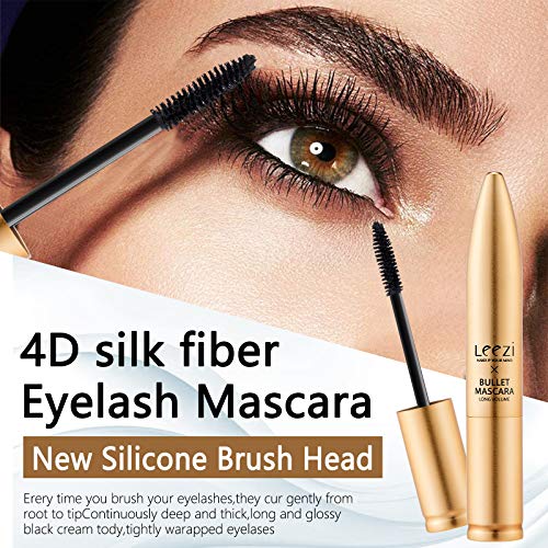 OKENTEN Máscara, máscara de pestañas de fibra de seda impermeable 4D, máscara de extensión de pestañas de maquillaje y rímel a prueba de manchas, máscara. voluminizadora sin crueldad. (4BLACK)