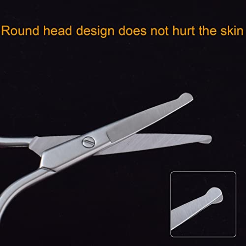 Olakin Tijeras de Acero Inoxidable con Punta Redonda Trimmer, Tijeras para Nose hair, Ceja, Orejas y ​Barba Pelo Quita, Universal para hombres y mujeres(9,1 x 4,7cm)