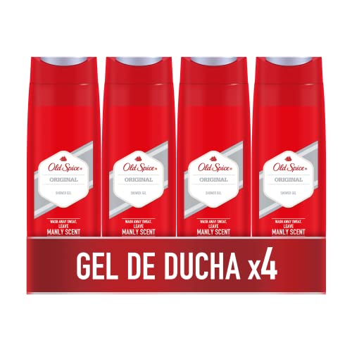 Old Spice Original Gel de Ducha para Hombres, PACK x 4, 400 ml