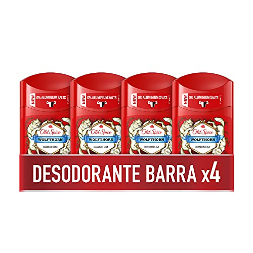 Old Spice Wolfthorn Desodorante en Barra para Hombres, 50 ml, paquete de 4