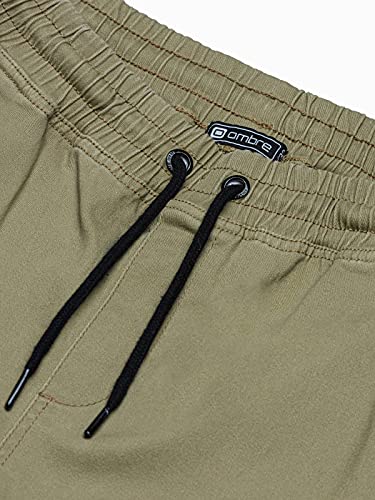 Ombre Pantalones con Cordón para Hombre Joggers Básicos de Deporte Workout Jogging Fit Casuales Deportivos de Chándal Pantalón Largo Jogger Estilo Deportivo Slim 6 Colores S-XXL (L, Oliva)