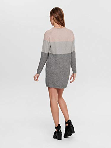 Only Onllillo L/s Dress Knt Noos Vestido, Multicolor (Mahogany Rose Detail: W Melange/Light Grey Melange/Medium Grey Melange), Large para Mujer