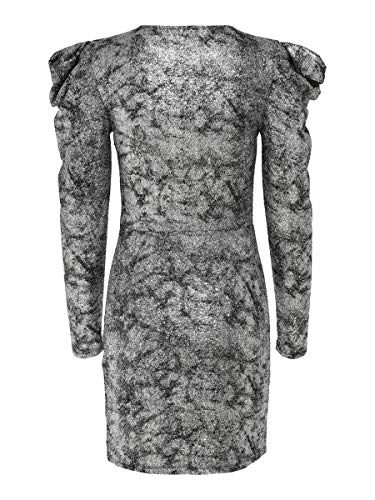 Only Vestido Largo JDYMISSY L/S Puff Sleeve Dress JRS para Mujer Mujer Color: Black - Silver Coating Talla: L