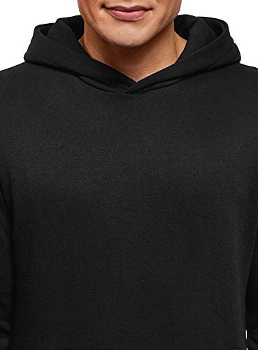 oodji Ultra Hombre Sudadera Básica con Capucha y Bolsillo, Negro, ES 58-60 / XXL