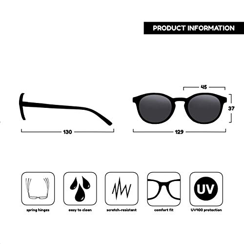 Opulize Zen Pequeño Ligero Hombres Mujeres Claro Cristal Negro Mate Armas Lectores De Sol Gafas De Lectura UV400 S24-C +1,50