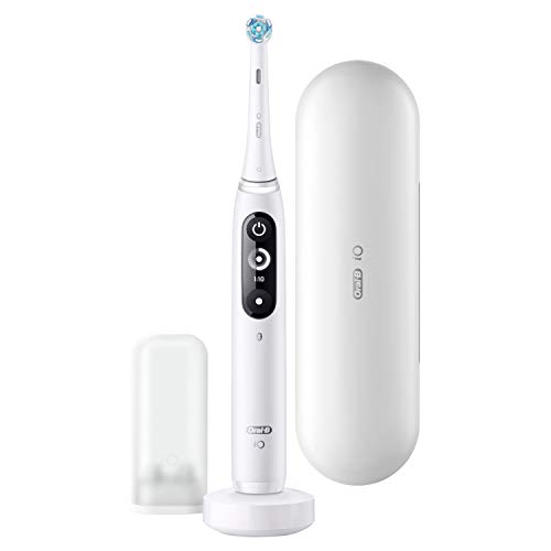 Oral-B iO 7N Cepillo de Dientes Eléctrico con Mango Recargable, Tecnología Magnética de Braun, 1 Cabezal de Recambio, Pantalla Blanco/Negro y Estuche de Viaje Premium - Blanco