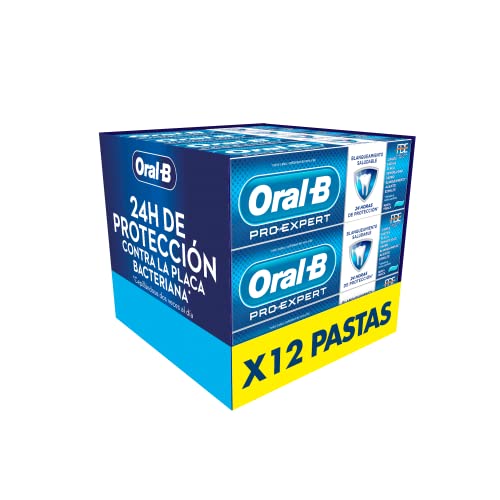 Oral-B Pasta de Dientes Pro-Expert Blanqueamiento Saludable (12 x 75ml), 24 Horas de Protección Contra la Placa - Menta
