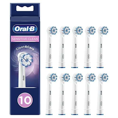 Oral-B Sensitive Clean Recambios Cepillo de Dientes Eléctrico, Pack de 10 Cabezales, Envase Reciclable, Apto para Tamaño Del Buzón