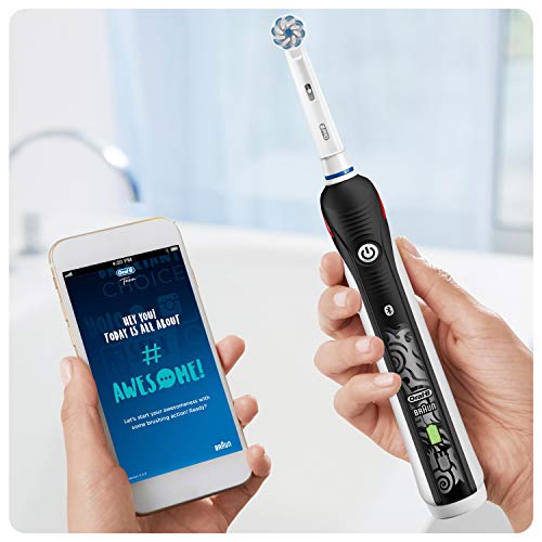 Oral-B Smart Teen Sensi Ultrathin Cepillo de Dientes Eléctrico con Mango Recargable, Tecnología Braun, 2 Cabezales de Recambio y 3 Modos de Limpieza - Negro