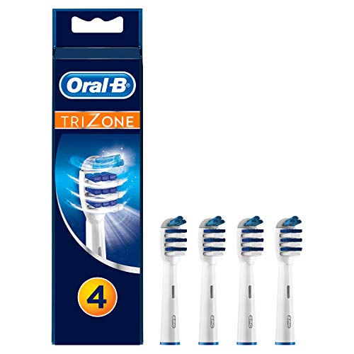 Oral-B Trizone - Cabezales de repuesto para cepillo de dientes eléctrico recargable, cerdas barren entre dientes para una limpieza profunda, paquete de 4