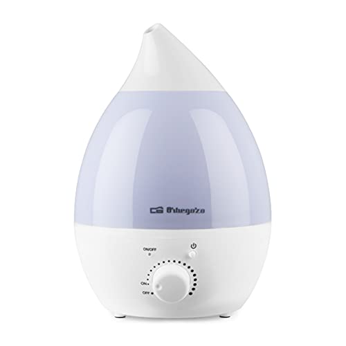 Orbegozo HU 2013 - Humidificador, luces de 7 colores, 1,3 L de capacidad, proyecta vapor frío, área de acción 20 m2, bandeja para aceite aromático, caudal de vapor regulable, 18 W