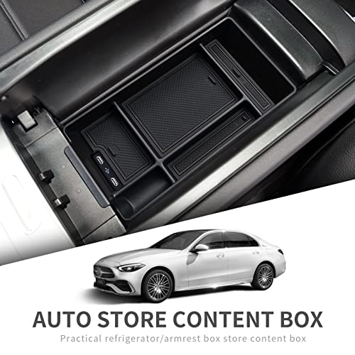 Organizador de apoyabrazos de coche apto para Mercedes-Benz Clase C 2021-2022 W206 AMG, bandeja de reposabrazos de consola central, accesorios interiores caja de almacenamiento