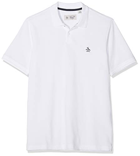 ORIGINAL PENGUIN Sticker Pete Raised Rib Polo, Blanco (Bright White 118), Medium para Hombre