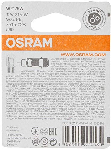 Osram O7515-02B Indicador de la Bombilla de 7515-02B W3x16q 12V 21 W/5W