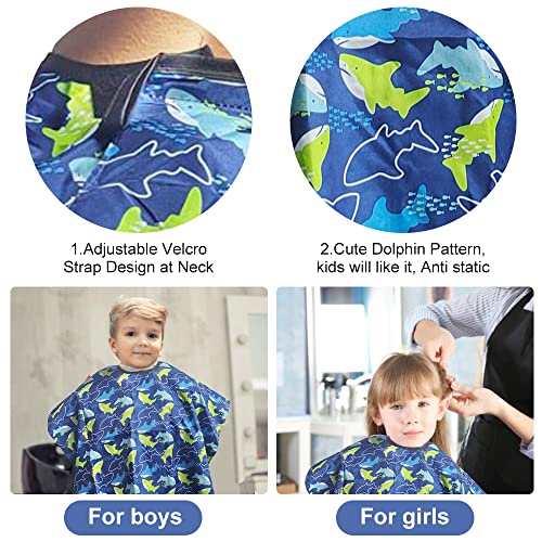 OTTYMO 2 Pcs Capas de Corte Peluqueria Delantal Impermeable Peluquería Mandil Barbero Peluquero Delantal 2 Tamaños Parahombre Mujer Niños Delantal para Salon Casa + 2 Peines + 1 Cepillo de Cuello