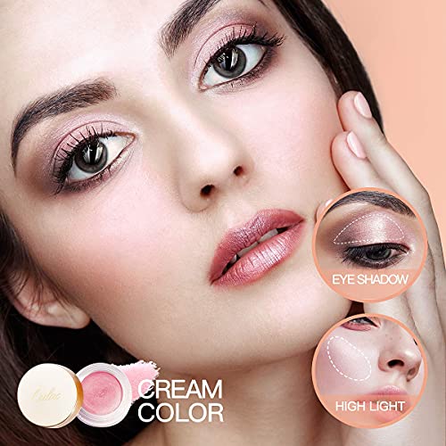 Oulac Sombra Crema Acabado brillante, Pigmentos, Duradero y resistente al agua, Resistente a la decoloración, Maquillaje de mezclable, Apto para veganos, 12 g, Conejito de Miel (05)