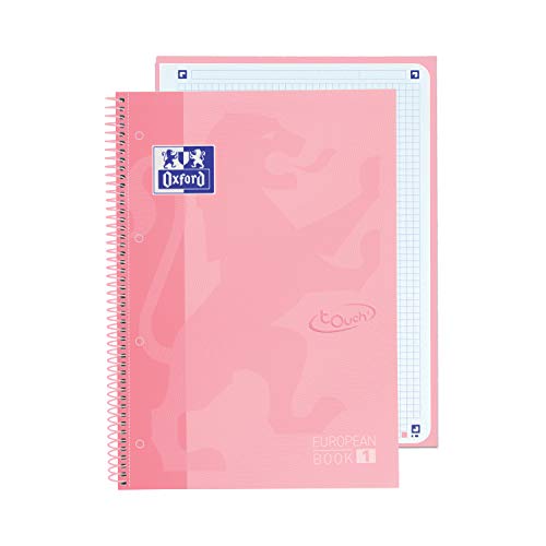 Oxford, Cuaderno A4+, Cuadrícula 5x5, Tapa Extradura, 80 Hojas. 1 Banda de Color. Rosa Pastel TOUCH