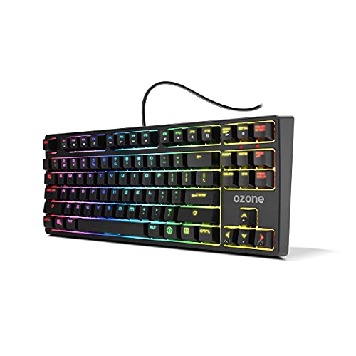 Ozone Gaming Battle Royale -OZBATTLERYLSP- Mecanico TKL, Switches Red Cherry MX, LED RGB, G-Mode, silencioso, Windows, iOS, Android y Linux, G-Mode, Negro.