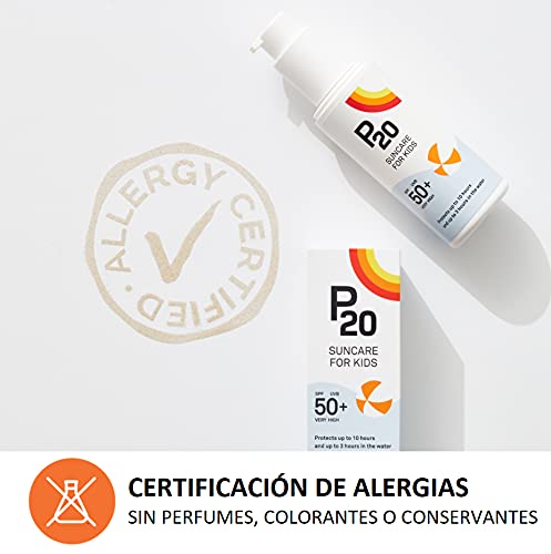 P20 ® | Crema Solar Niños | Protector solar para niños spf 50 muy alta y resistente al agua para una protección fiable frente a los rayos UVA y UVB | Formato Crema | 100 Ml