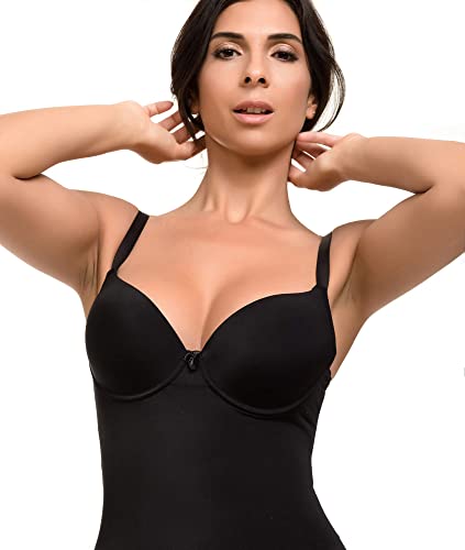 Pack de 2 Body Reductor Mujer con Efecto Invisible Moldeador Licra Body Shaping (Negro Visón, XL)