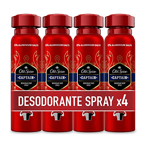 PACK X4 Old Spice Captain Spray Corporal Desodorante Para Hombres 150 ml