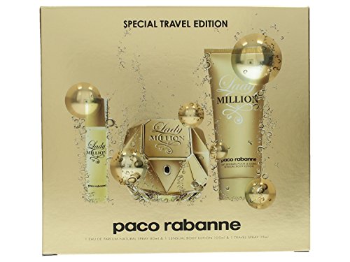 Paco Rabanne - Lady Million - Set de regalo Eau de Parfum 80 ml + Eau de Parfum 15 ml + Loción corporal 100 ml para mujer