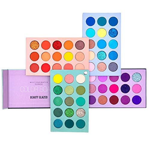 Paleta de sombras de ojos de 60 colores, tablero 4 en 1, brillo de alta pigmentación, sombra de ojos mate, rotación, paleta de maquillaje nude nacarado, cosméticos para ojos