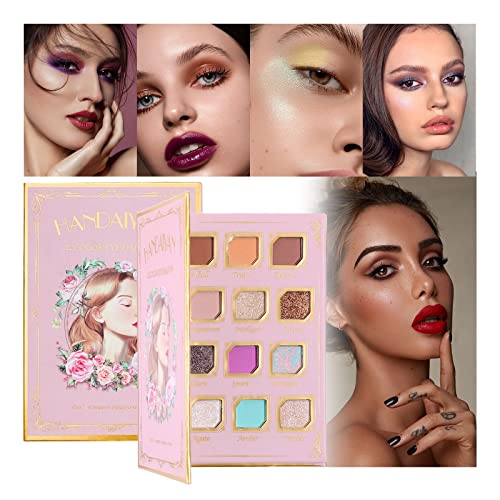 Paleta De Sombras De Ojos Desnudas De Maquillaje De 12 Colores Con Espejo, Textura Aterciopelada Mate Perla Brillo Sombra De Ojos