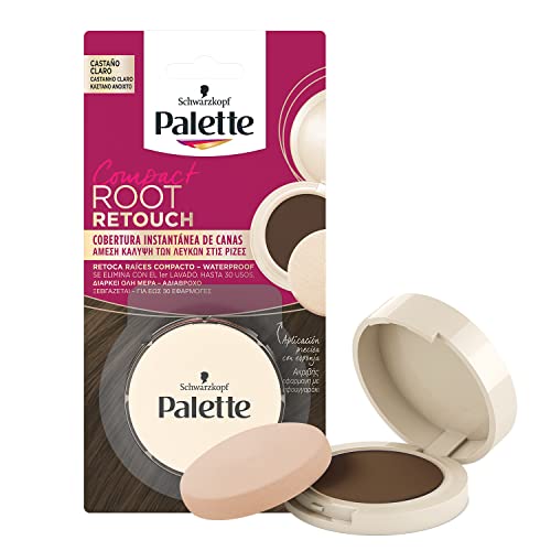 Palette Compact Root Retouch ; Retoca Raíces polvo compacto – Castaño Claro – Cubre Canas 1 unidad