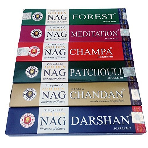 Palitos de incienso Vijayshree Golden Nag Champa, 6 cajas