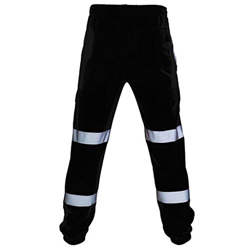 Pantalones Deportivos Elásticos para Hombre Multi-Bolsillo de Fitness Pantalón Deportivo Reflectante Moda Algodon Pantalones Deportivos Trabajo Corta Pantalones Chandal riou