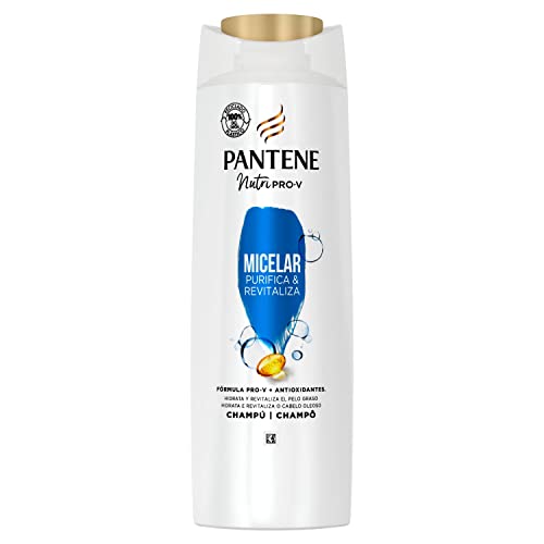 Pantene Champú Micelar Purifica & Revitaliza Nutri Pro-V, para cabello graso y apagado, Revitaliza el pelo de la raiz a las puntas, 250 ML x 6