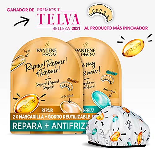 Pantene Mascarilla Pelo Pack + Gorro De Ducha Reutilizable, Mascarilla Reparación Superalimento Antiencrespamiento