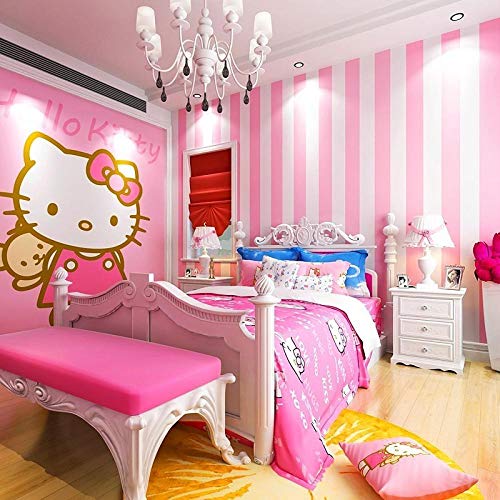 Papel tapiz mural 3d Sala de estar Dormitorio Hellokitty Hello Kitty Wallpaper_3d habitación de la princesa rosa niños chica cálida hellokitty Hello Kitty wallpaper fondo de pantalla250cm×170cm